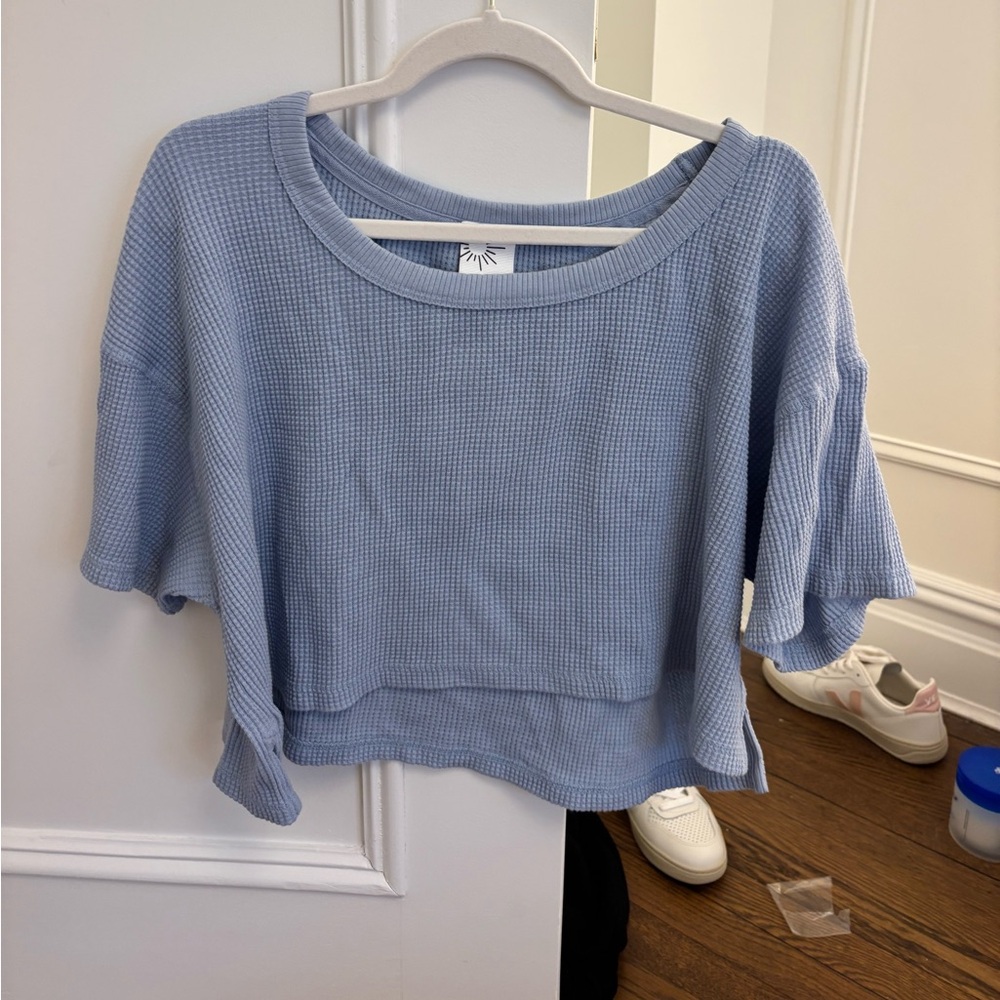 aerie Powder Blue Waffle Crop Top